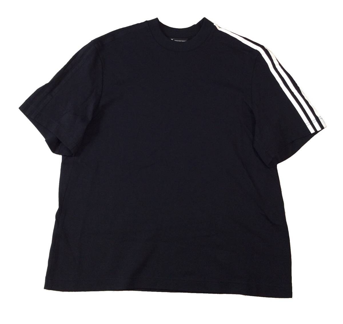 Y-3 × ADIDAS ワイスリー ヨウジヤマモト アディダス ショルダーライン 半袖Tシャツ スウェット カットソー ブラック×ホワイト メンズ L