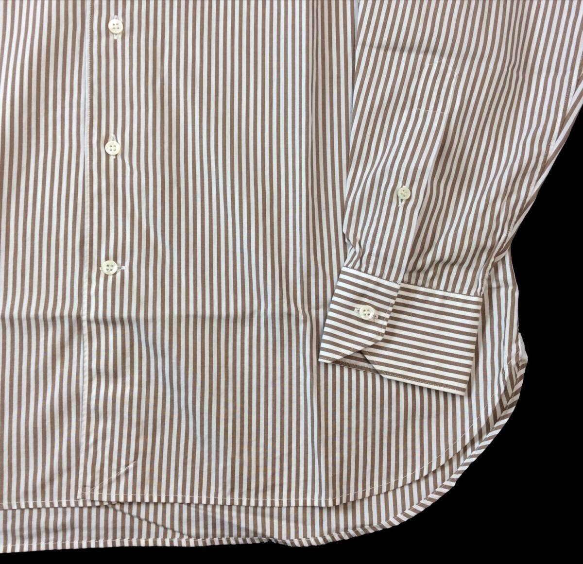 SAN SIRO イタリア製 ストライプ ドレスシャツ ブラウン×ホワイト メンズ 161/2-42 送料250円_画像4