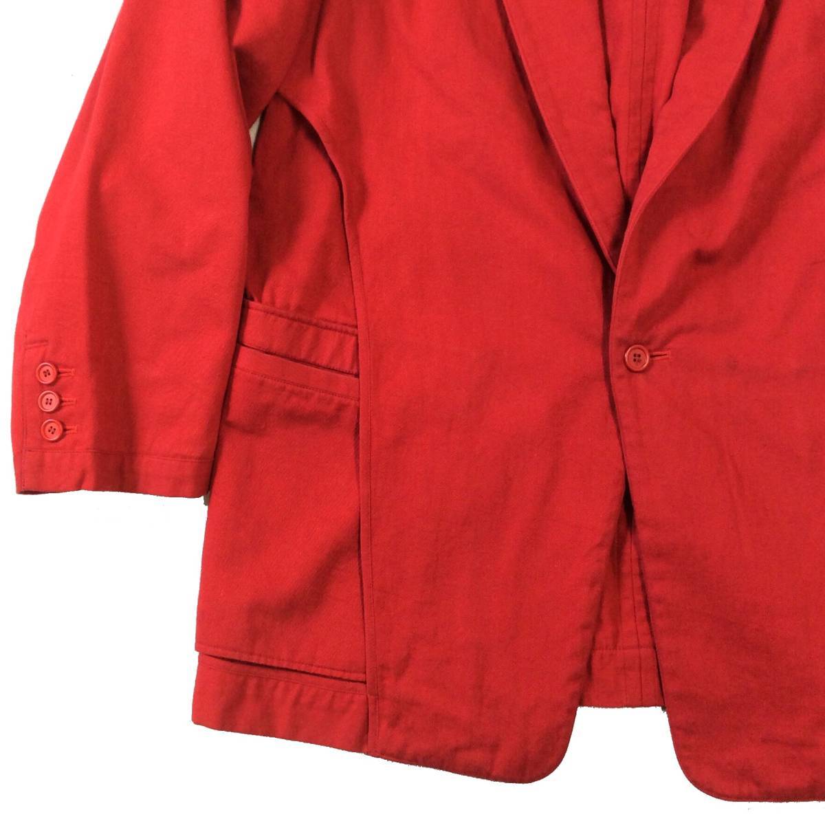 イッセイミヤケメン ISSEY MIYAKE MEN 70s コットン デザインジャケット テーラードジャケット 赤 ヴィンテージ M_画像4
