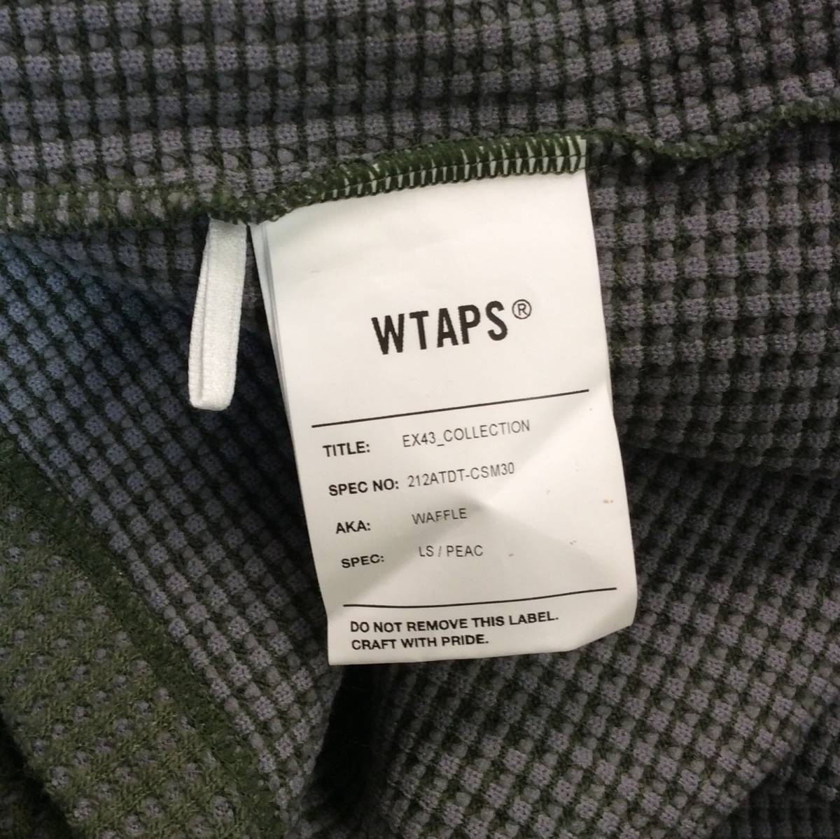 美品 WTAPS ダブルタップス WAFFLE ワッフル サーマル 長袖Tシャツ ニット オーバーサイズ X 03 オリーブ アクリル ウール混 212ATDT-CSM30_画像7