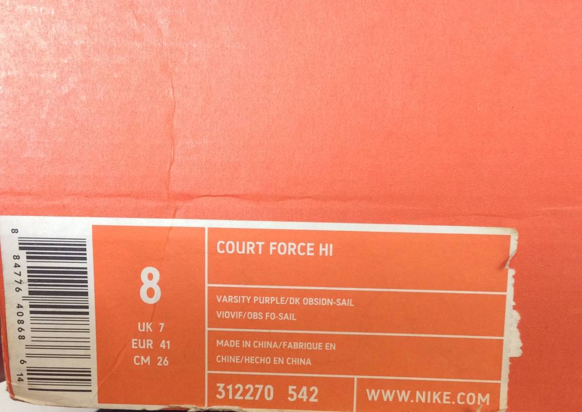未使用 STUSSY × NIKE COURT FORCE HI コートフォース ハイ スニーカー 25周年記念 ステューシー ナイキ 312270-542 パープル 26cm メンズ_画像8