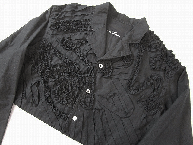 (D) 90s tricot COMME des GARCONS トリココムデギャルソン AD1990 フリル装飾 ショート丈 ジャケット ブラックの画像2