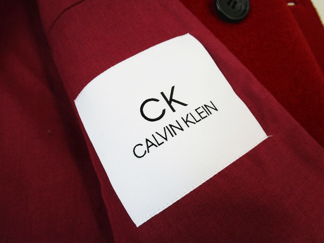 (D) Calvin Klein ハーフコート ウール メルトン 40 レッド CK カルバンクライン_画像6