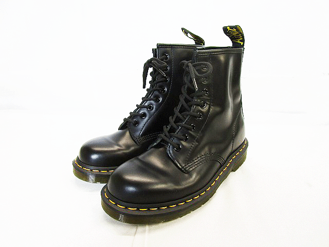 (D) DR. MARTENS ドクターマーチン 8ホールブーツ UK7 ブラック レザー シューズ_画像1