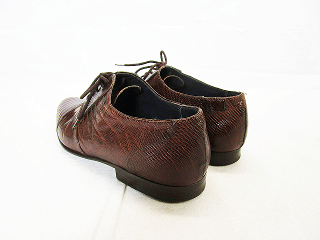 (D) GIANNI VERSACE Gianni Versace Lizard leather strut chip inside feather shoes 5 Brown leather shoes 