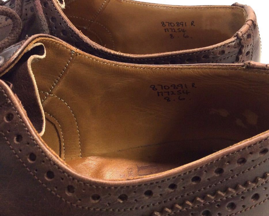 Trickers トリッカーズ BOURTON ウイングチップ レザーシューズ ドレスシューズ ブラウン 870891 8.6 メンズ_画像4