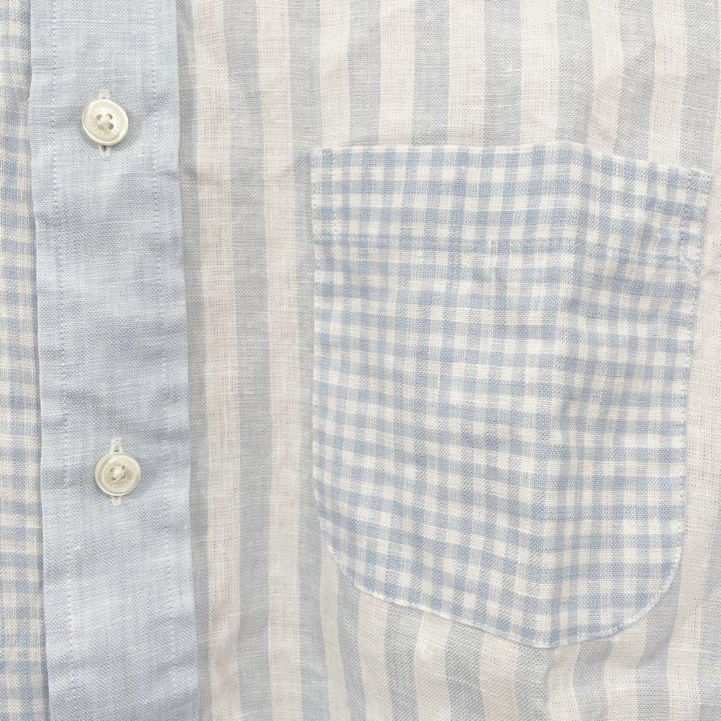 ブルックスブラザーズ BrooksBrothers ボタンダウン長袖シャツ サイズM 水色 ガーゼ リネン Baird McNutt Irish Linen