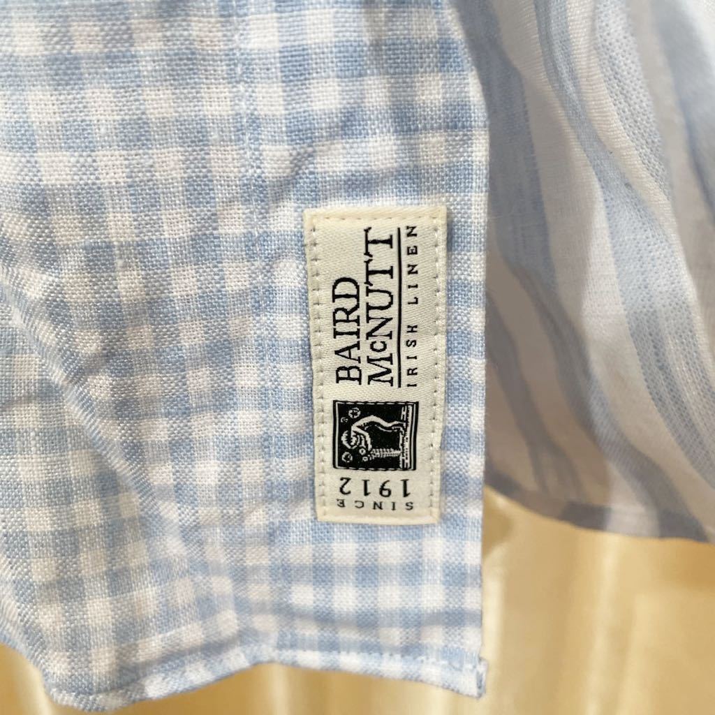 ブルックスブラザーズ BrooksBrothers ボタンダウン長袖シャツ サイズM 水色 ガーゼ リネン Baird McNutt Irish Linen