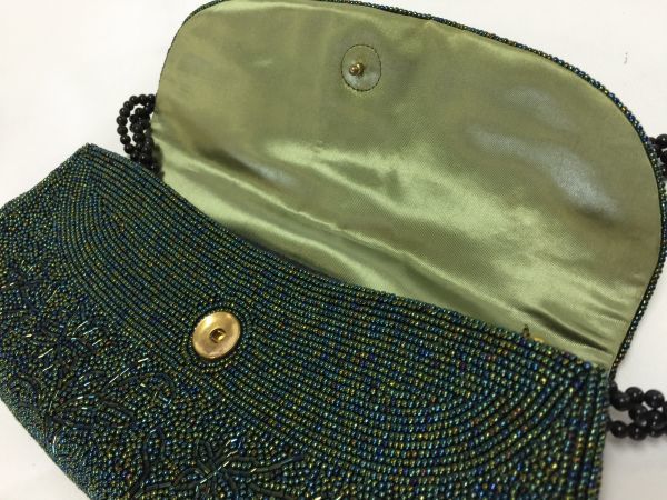 [ used including carriage ] beads s bag party bag Kirakira black group size approximately 23×11cm*M0100