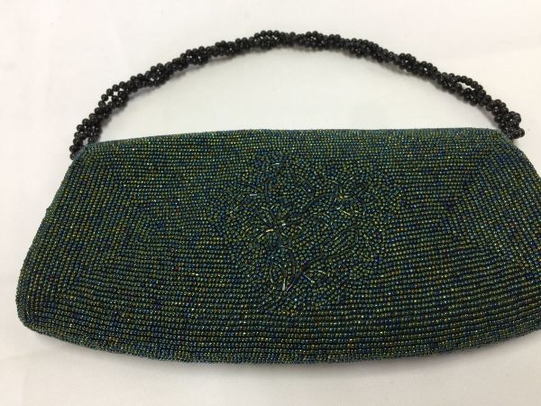 [ used including carriage ] beads s bag party bag Kirakira black group size approximately 23×11cm*M0100