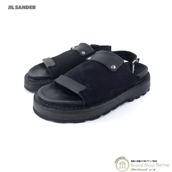 ジルサンダー （JIL SANDER） オープントゥ スリングバック サンダル J33WP0004 ブラック ＃42 メンズ（新品）_画像1