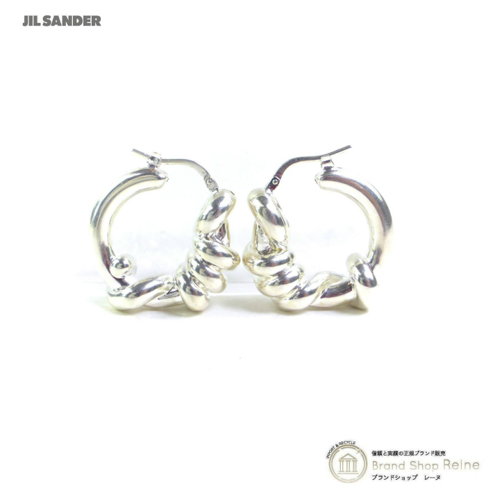 ジルサンダー （JIL SANDER） ノットディテール フープ ロゴ ピアス J11VG0034 シルバー（新品）