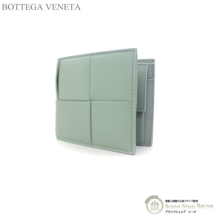 ボッテガ ヴェネタ （BOTTEGA VENETA） マキシイントレ カセット コンパクト 二つ折り 財布 649605 セージ メンズ（新品）_画像1