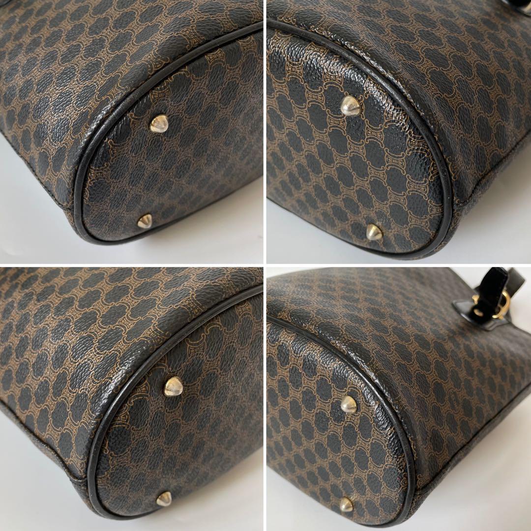 CELINE セリーヌ トートバッグ マカダム トリオンフ PVCレザー 黒 茶
