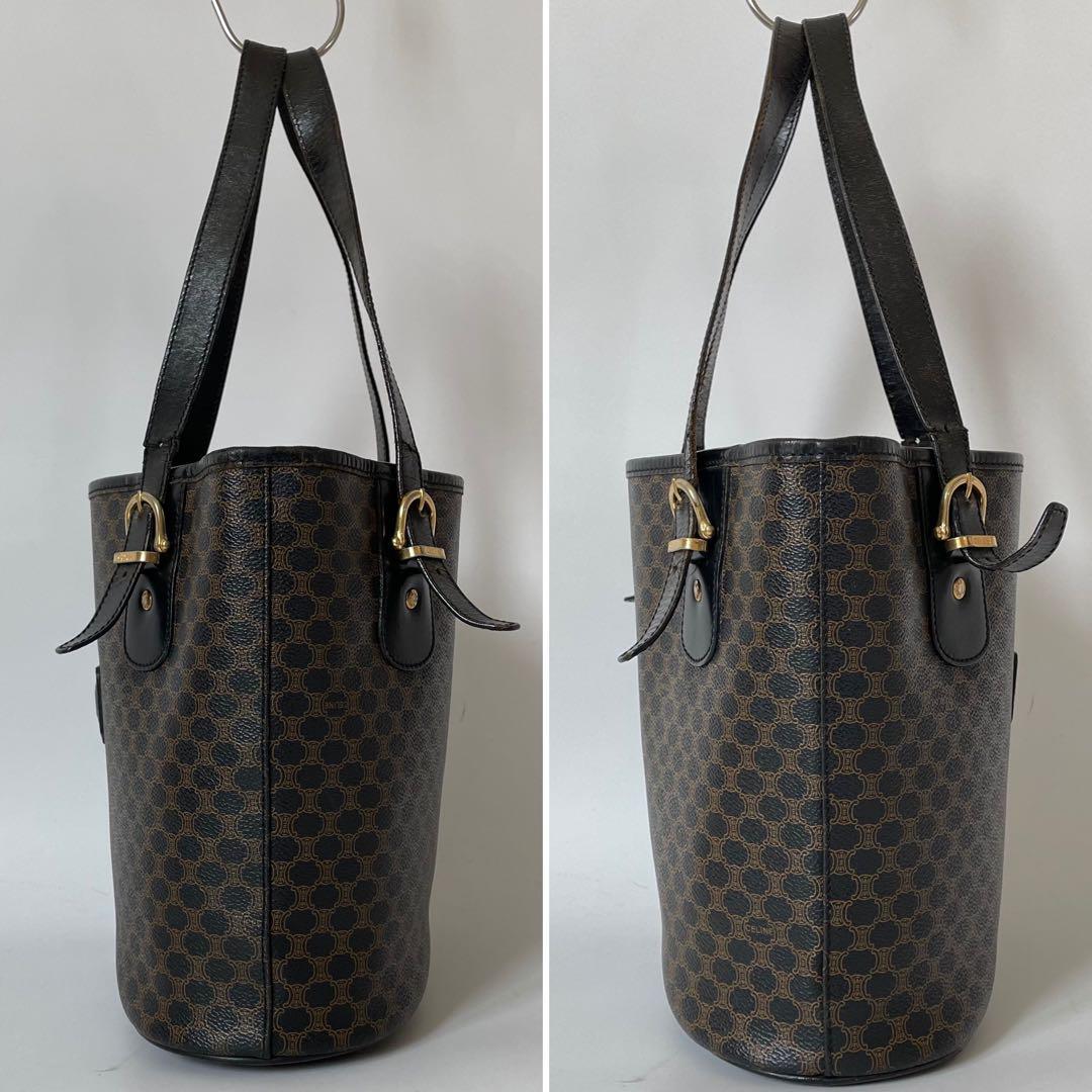 CELINE セリーヌ トートバッグ マカダム トリオンフ PVCレザー 黒 茶
