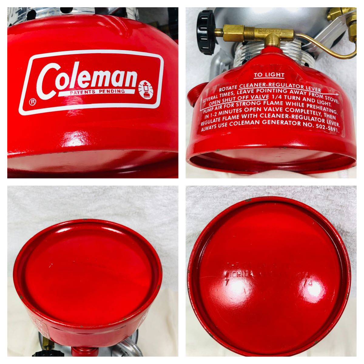 コールマン シングルストーブ502-700 74/7月製造 カスタマイズ赤ストーブ オリジナルの輸送、調理用のハードケース付き_画像8