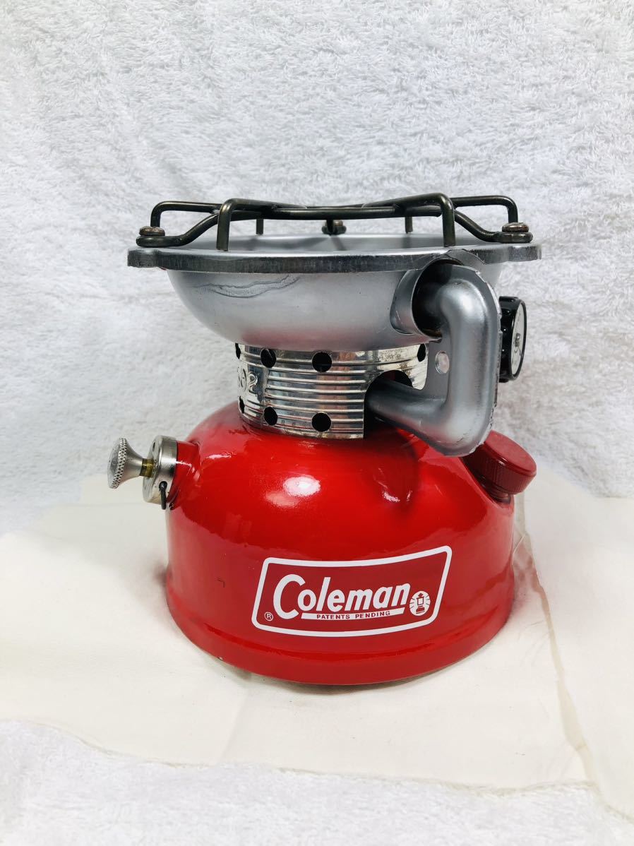 コールマン シングルストーブ502-700 74/7月製造 カスタマイズ赤ストーブ オリジナルの輸送、調理用のハードケース付き_画像2