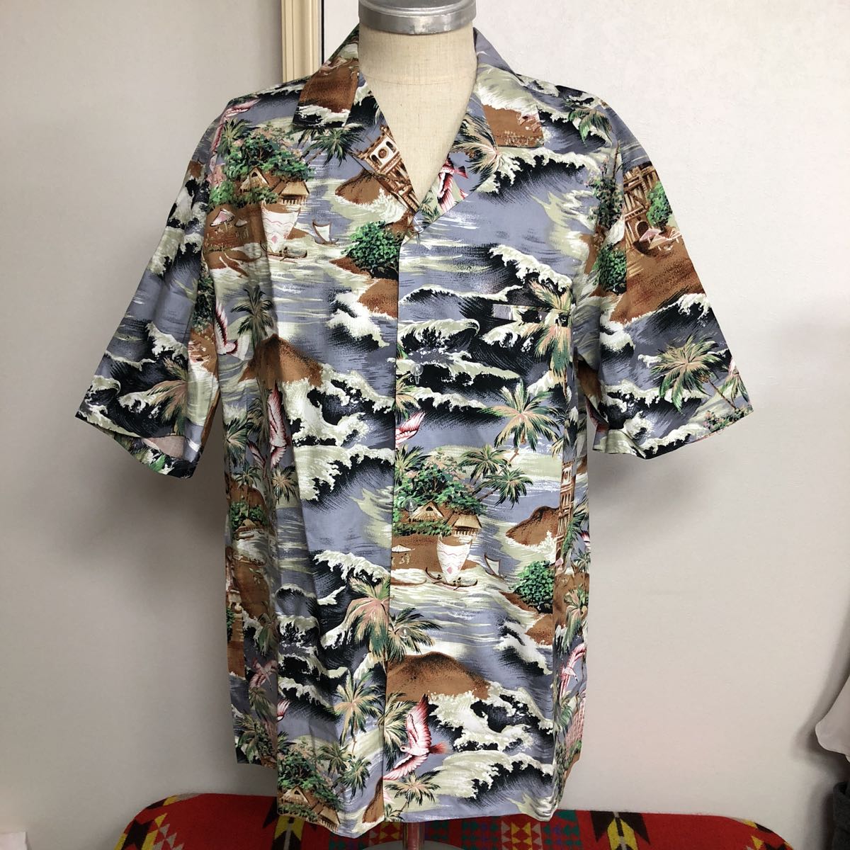 70s ROYAL CREATIONS アロハシャツ XL MADE IN HAWAII USA製 ビンテージ 総柄 半袖シャツ_画像1