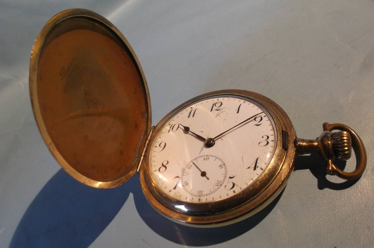 Illinois WATCH CASE CO. ELGIN イリノイ エルジン ハンターケース 10 YEARS GOLD FILLED 金張り 懐中時計 手巻き アメリカ アンティーク_画像1