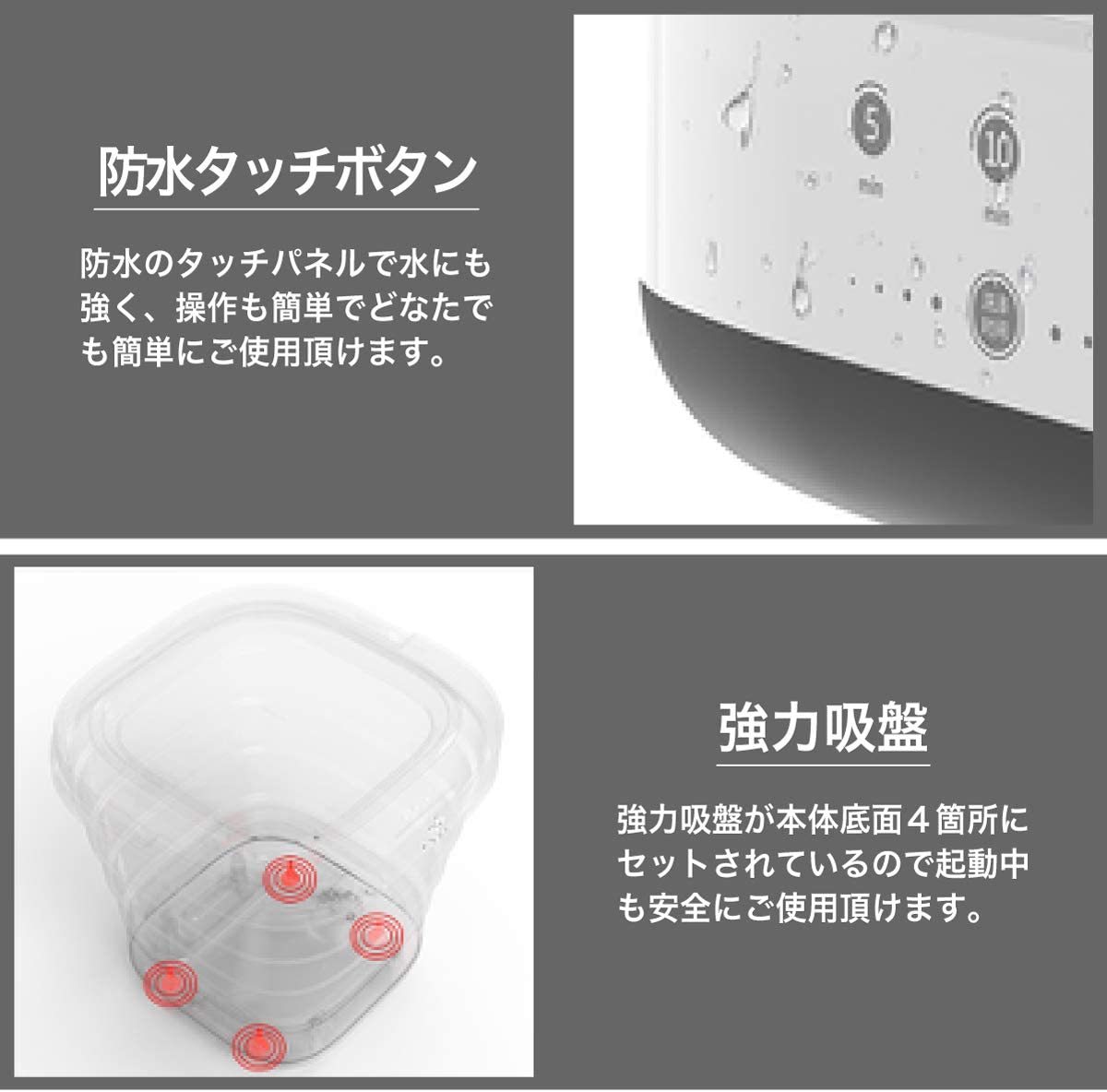 コンパクト洗濯機 折り畳み 脱水 小型 機能搭載 持ち運び 簡易 収納 排水 脱水カゴ 強力吸盤 固定 旅行 出張 小物洗いにおすすめな洗濯機_画像4