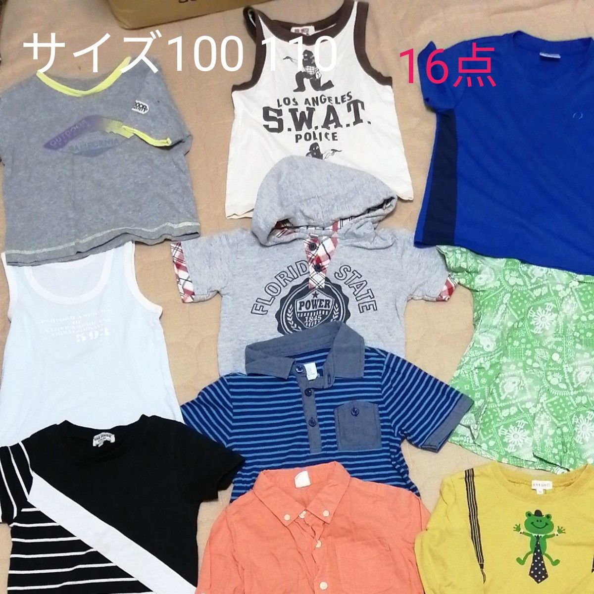 クーポン200円引　トップス　子ども服　男の子　春夏物　まとめ売り　GAPなども　サイズ100～110 保育園着替えストック16点