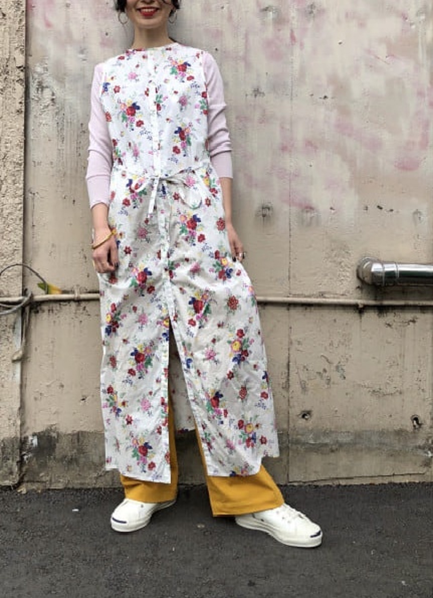 新品 BEAMS BOY × リバティ 花柄 ワンピース 白 Sussex _画像4