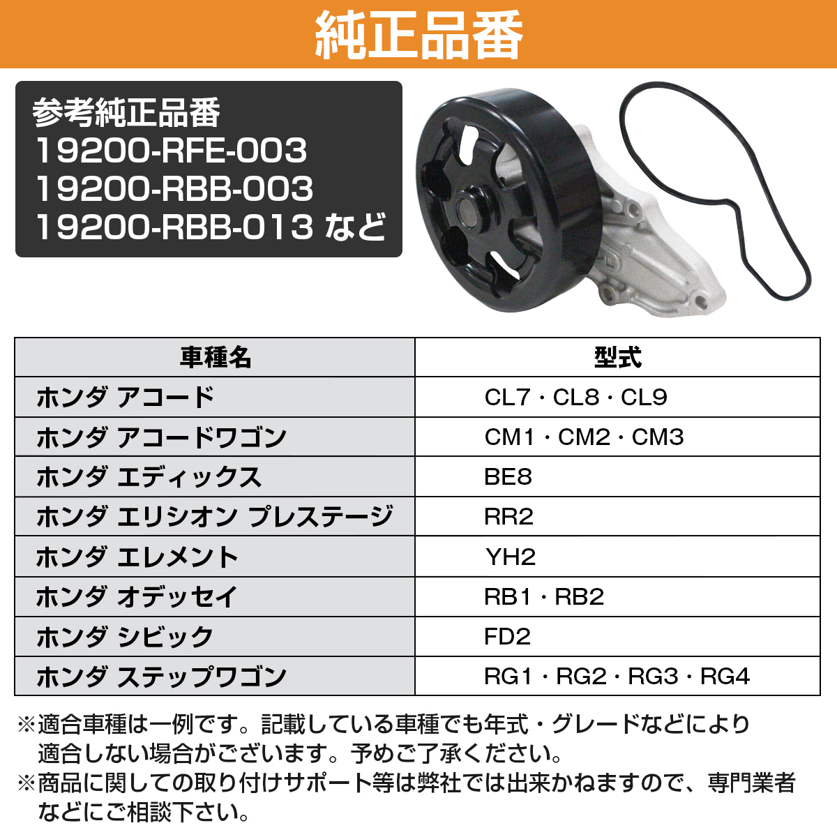 新品 ウォーターポンプ ガスケット付き ホンダ BE8 エディックス 19200-RFE-003 19200-RTA-003 GWHO-50A_画像6