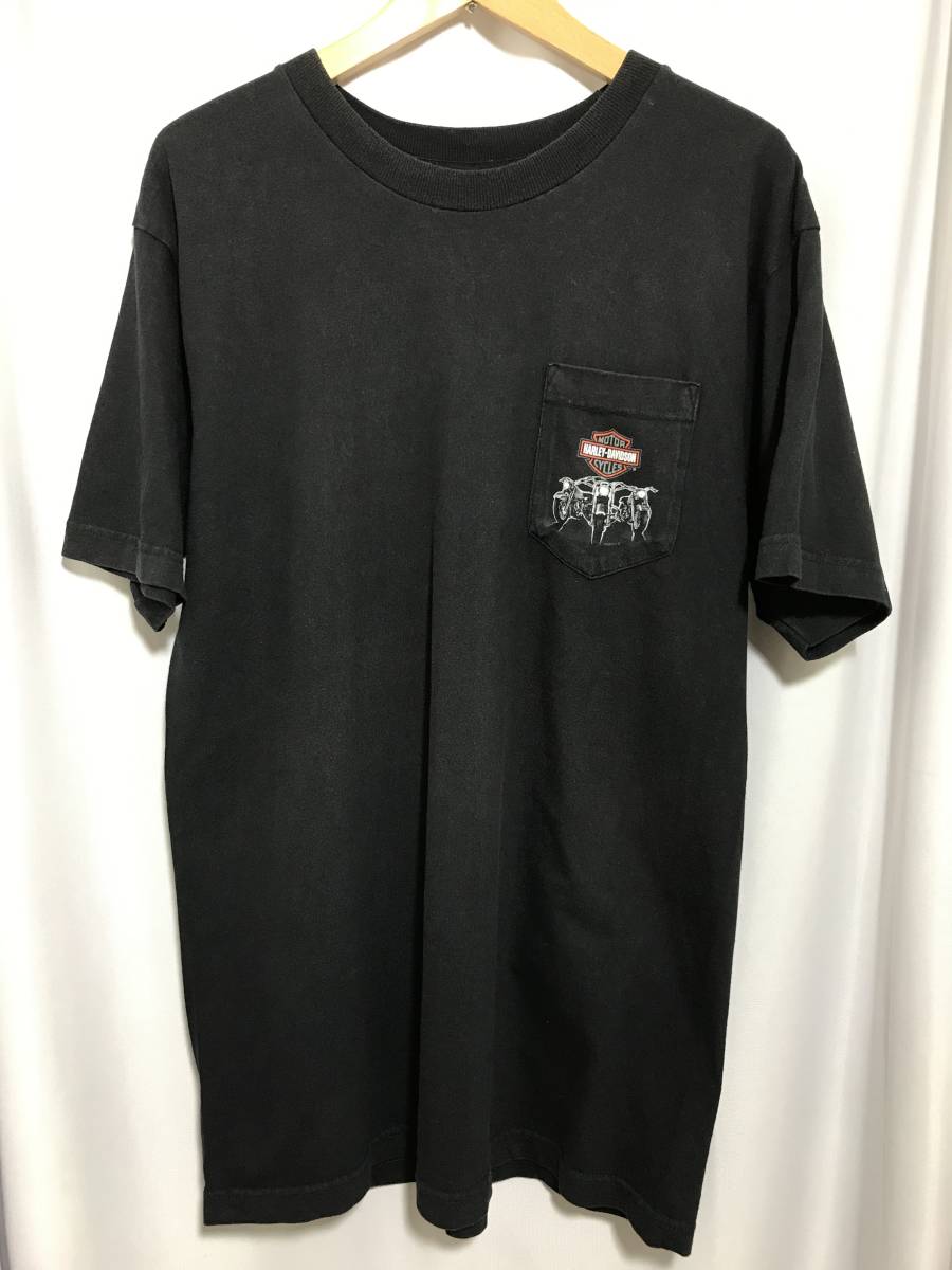00‘s Harley-Davidson ハーレーダビッドソン　両面プリントTシャツ　胸ポケット　USA古着　used L size vintage made in USA
