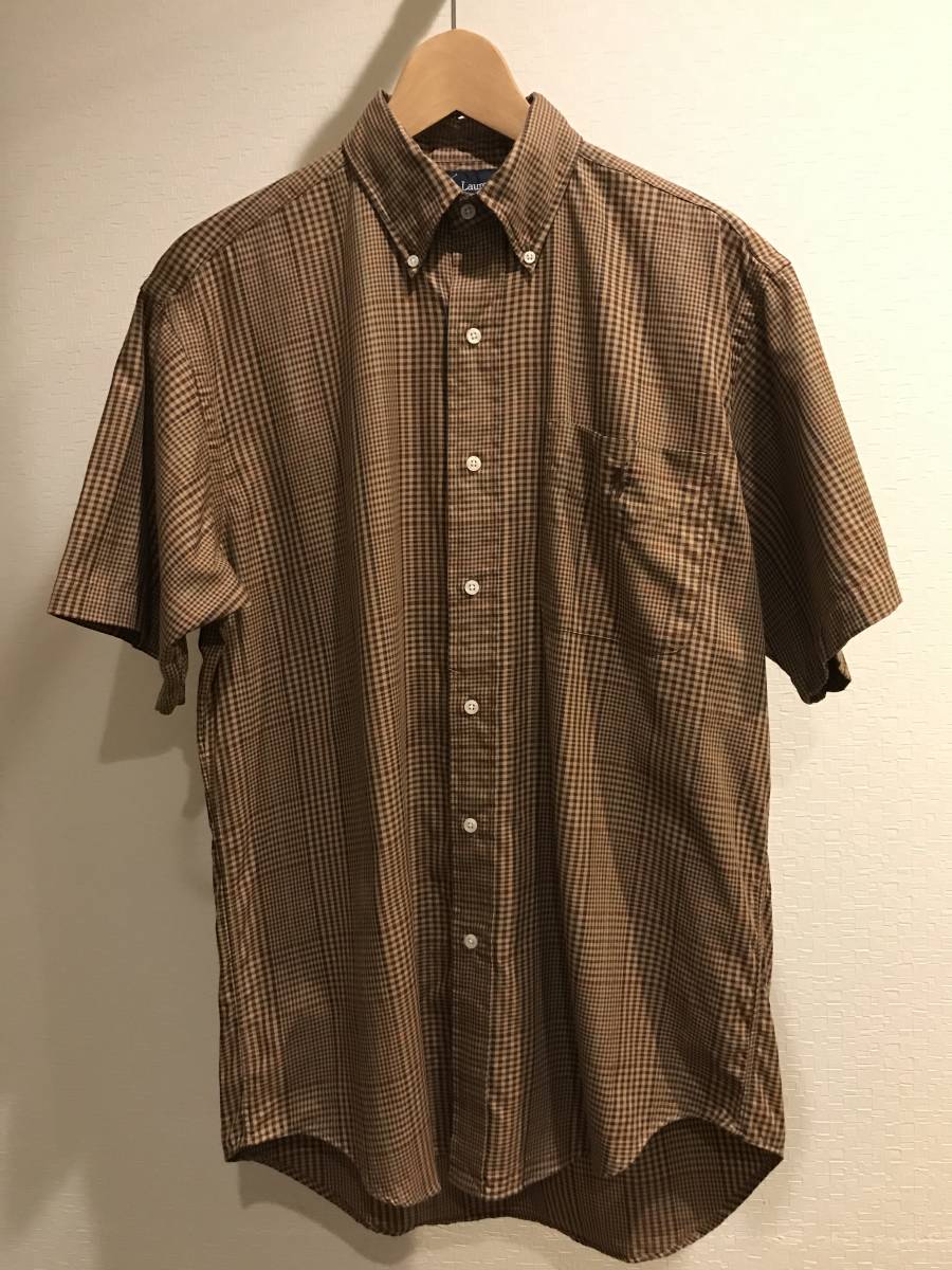 POLO RALPH LAUREN ラルフローレン　ボタンダウンチェックシャツ　半袖　used 古着　ブラウン系　渋め　Sサイズ