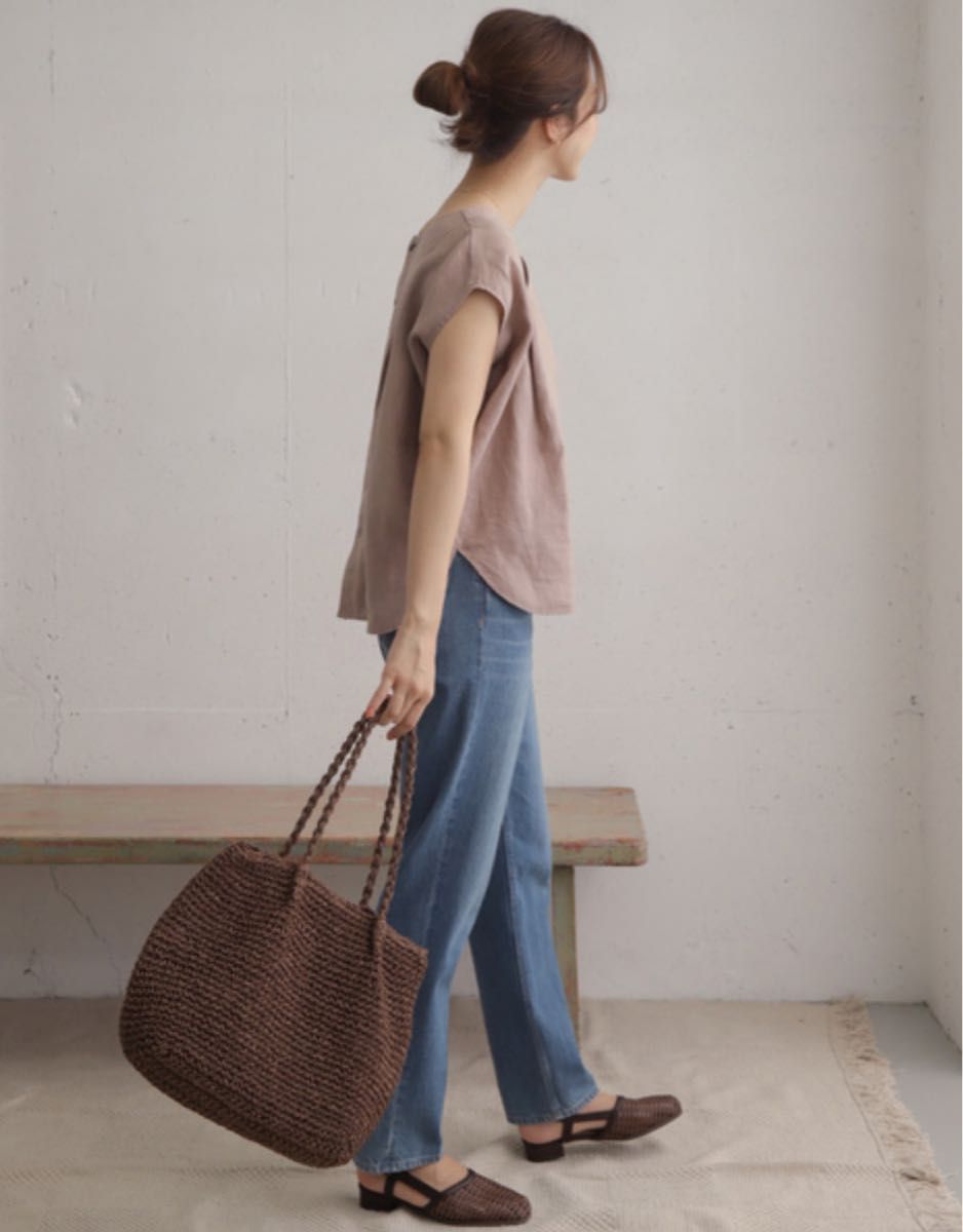 URBAN RESEARCH DOORS リネン2WAYフレンチタックブラウス BEIGE