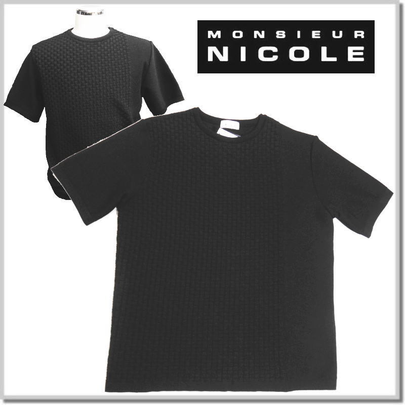 ムッシュニコル MONSIEUR NICOLE バスケットチェック ニットTシャツ 3262-6102-50(XL) 半袖サマーセーター_画像1