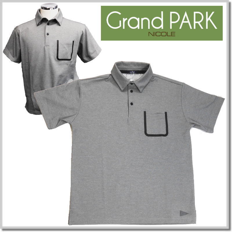 グランドパーク Grand PARK NICOLE 圧縮マイクロ鹿の子ポロシャツ 3269-9520-29(GRAY)-46(M) 半袖ポロ カットソー_画像1