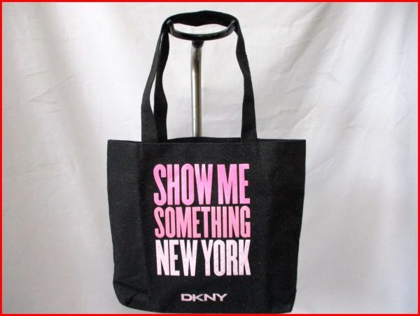 DKNY/ダナキャラン ニューヨーク◇トートバッグ　BK　ラメ入り　W34cm_画像1