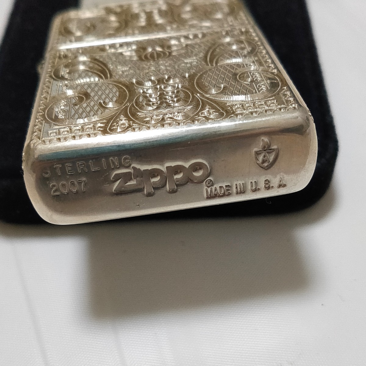 ZIPPO 5面彫り STERLING SILVER ARMOR アーマー 2007年製 展示未使用品