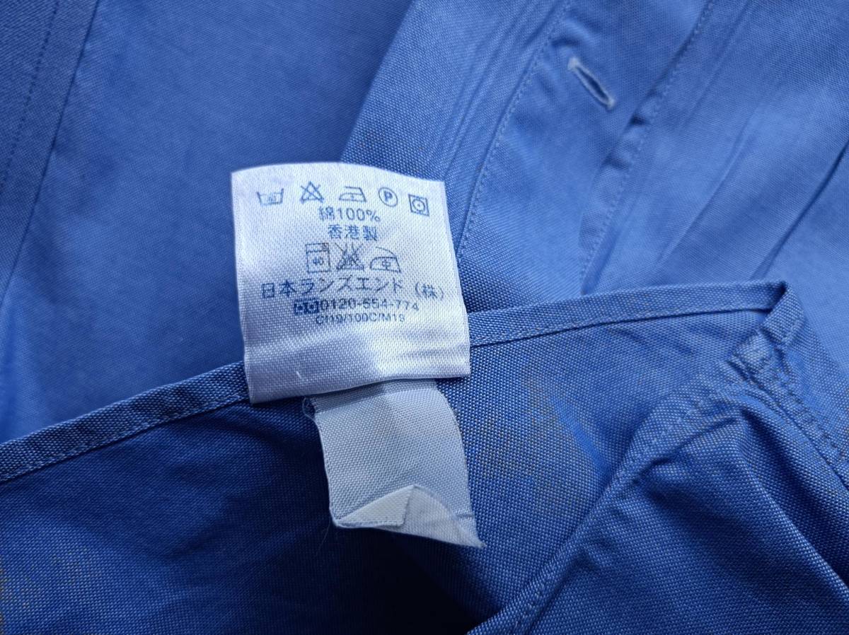 90's 香港製♪LANDS'END ランズエンド ドレスシャツ size 17‐32(L/XL相当) ブルー 美品 クリーニング済 長袖BDシャツ_画像5