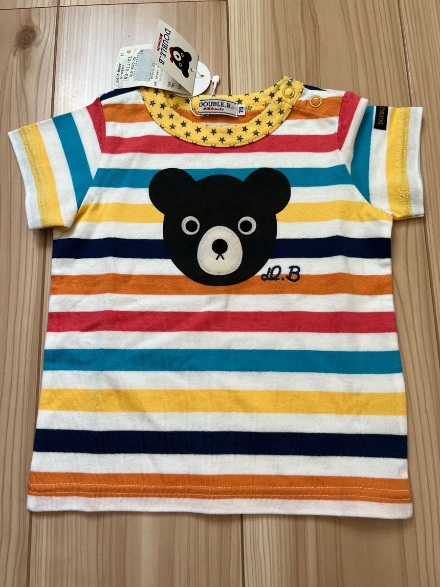 新品 ミキハウス ダブルビー男の子　半袖Tシャツ パンツ70cm2点セット