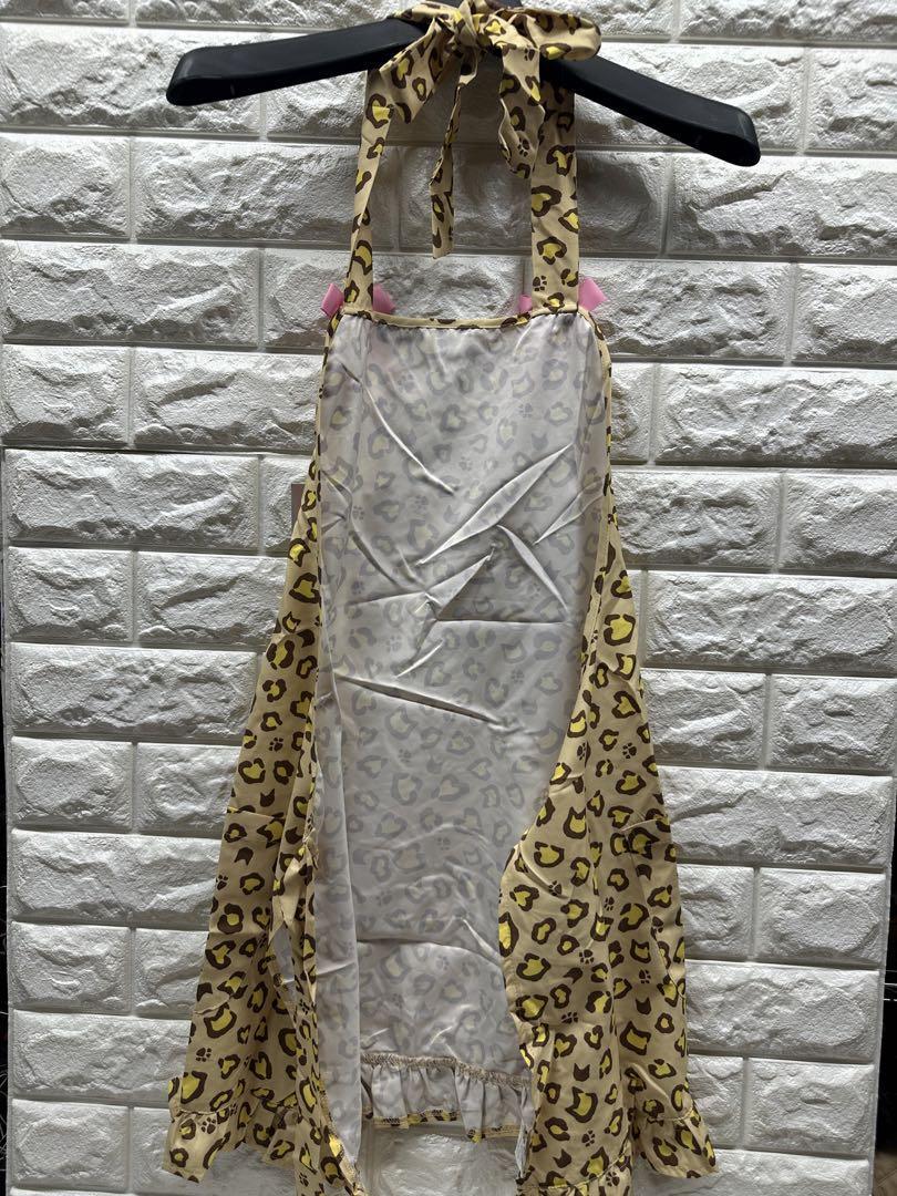 6004M/ new goods dress apron leopard print yellow M mama Junior ... anonymity shipping 