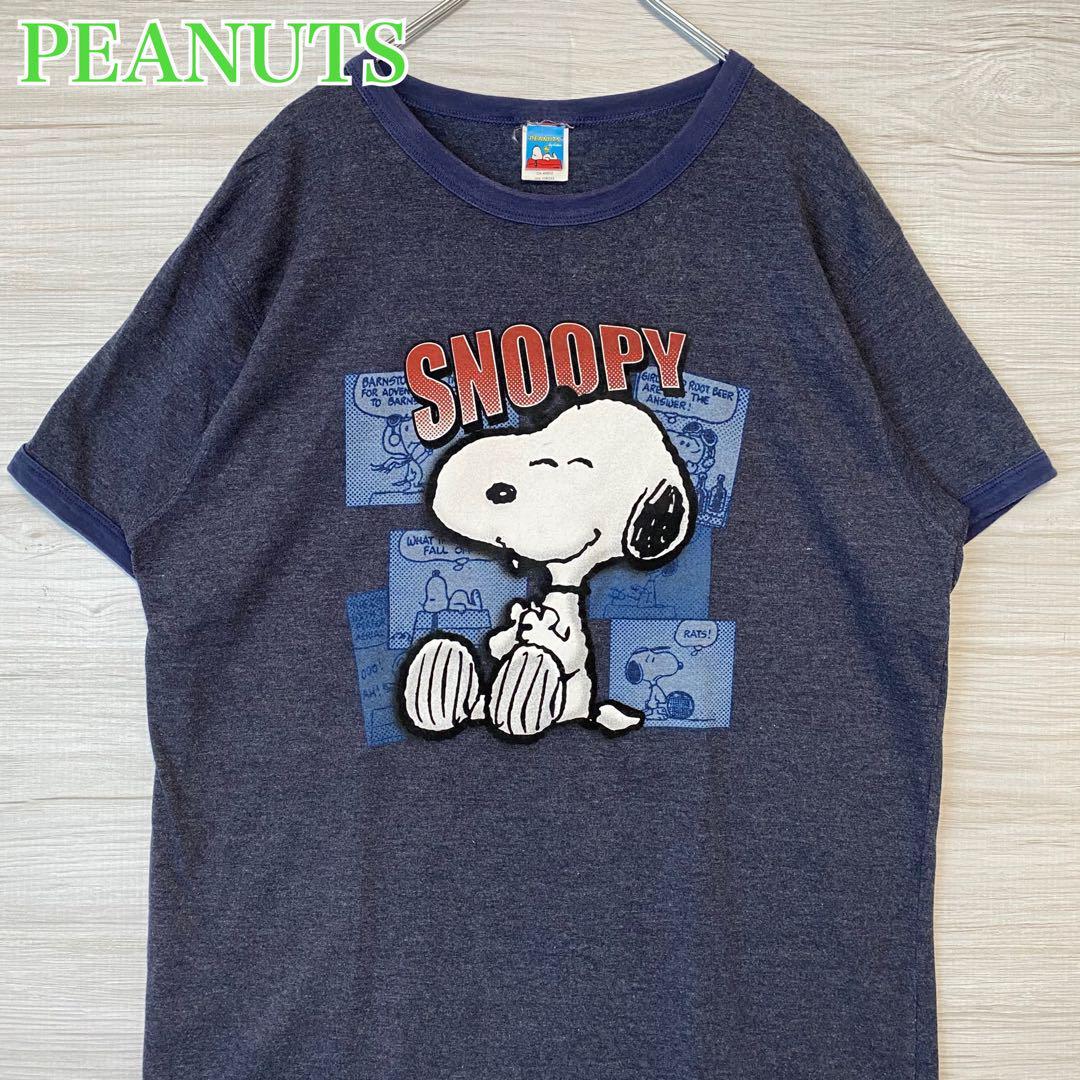 【入手困難】PEANUTS スヌーピー リンガー　Tシャツ　ゆったり　オーバーサイズ　メキシコ製　キャラクター　一点物　レア　半袖　海外