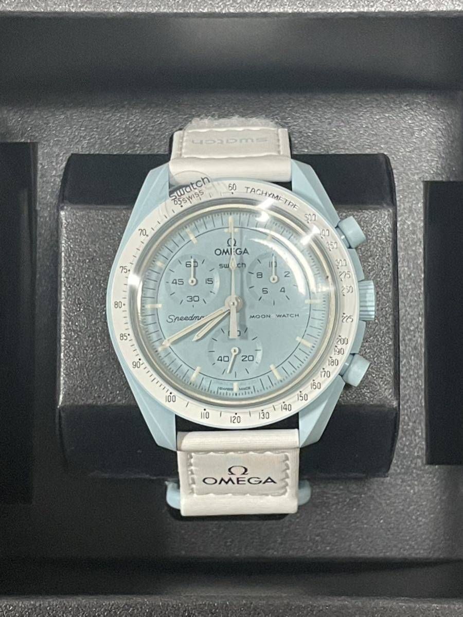 送料無料 水色 Swatch Omega Bioceramic Moonswatch Mission to URANUS