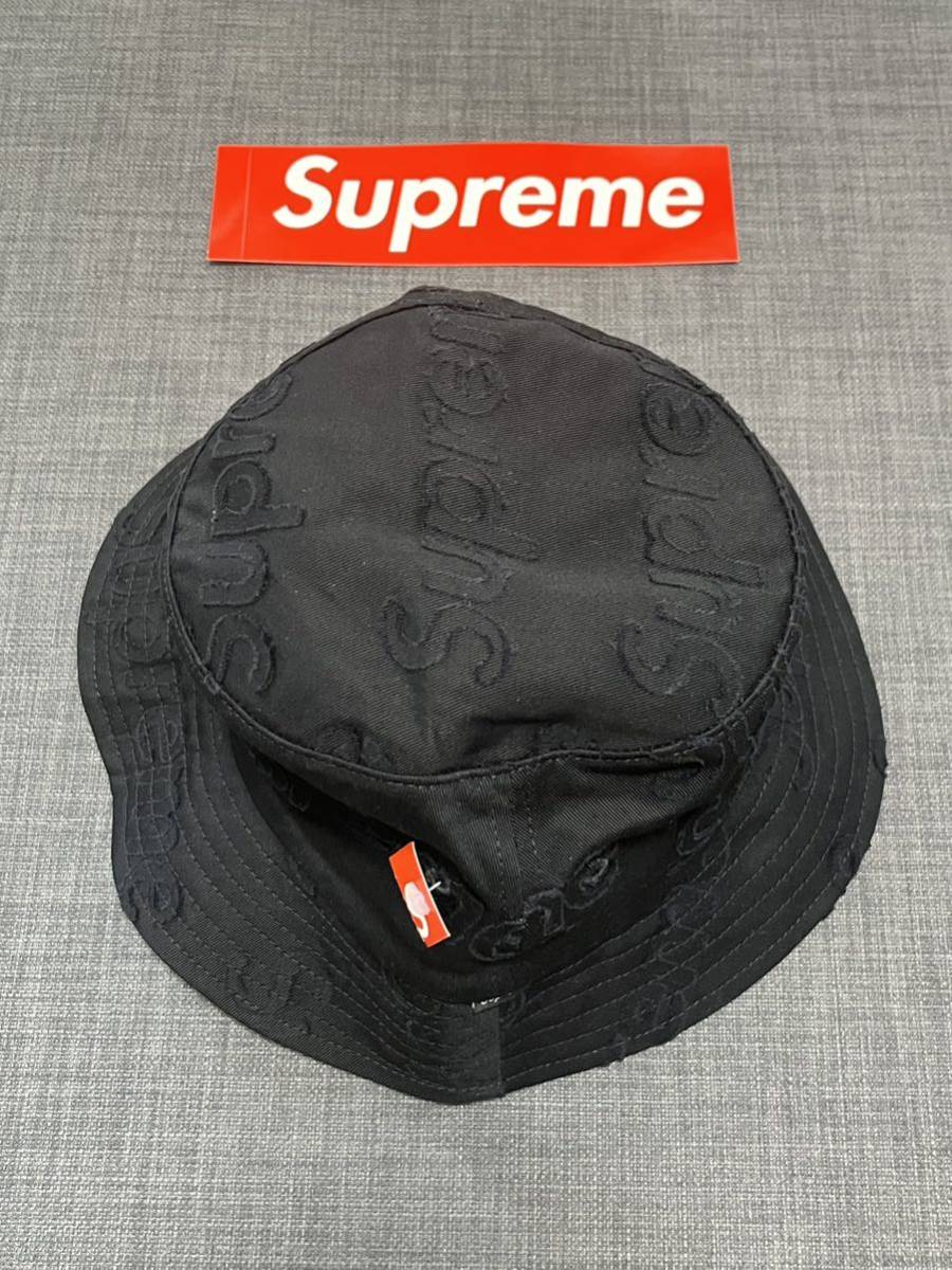 送料無料 S/M 黒 Supreme Lasered Twill Crusher Black