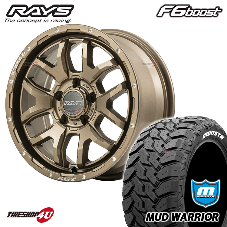 4本セット RAYS DAYTONA F6 boost 16x7.0J 5/114.3 7J Z5 ブロンズ MONSTA MUD WARRIOR M/T 235/70R16 アウトランダー RAV4_画像1