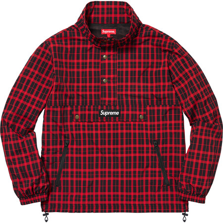 極美 18AW Supreme Nylon Plaid Pullover Sサイズ ナイロン プレイド チェック プルオーバー ジャケット Red レッド_参考写真