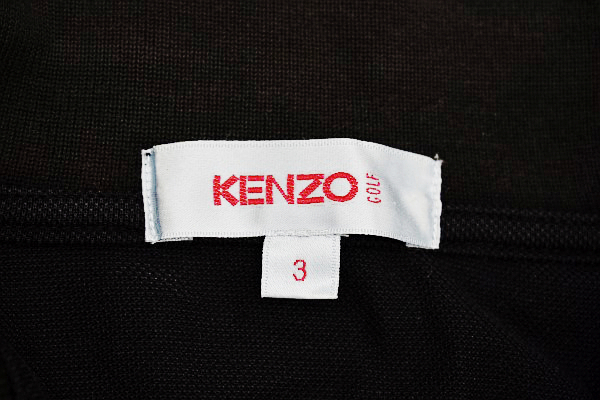 Y-5630★送料無料★KENZO golf ケンゾー ゴルフ★メンズ男性 胸ロゴ刺繍 日本製 正規品 ブラック黒 襟ライン 鹿の子 長袖 ポロシャツ 3_画像3