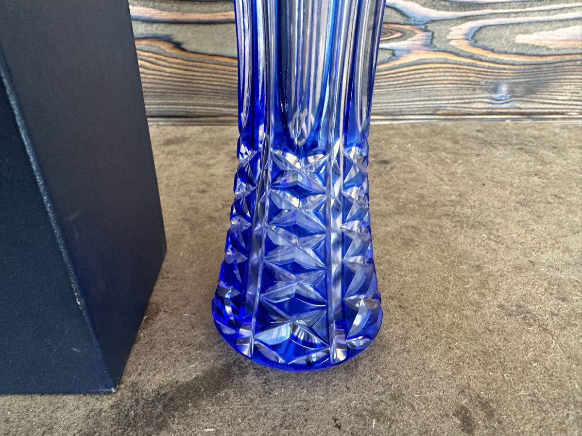 KAMEI GLASS turtle i glass Chevalier cut glass vase cut . crystal height 18cm