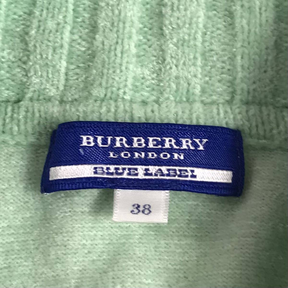 BURBERRY LONDON BLUE LABEL バーバリーロンドンブルーレーベル トップス レディース 七分袖 刺繍ホース メガ刻印ボタン ライトグリーン 38_画像9