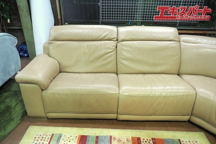 HTL ワタリジャパン 本革 電動リクライニングコーナーソファ used良品