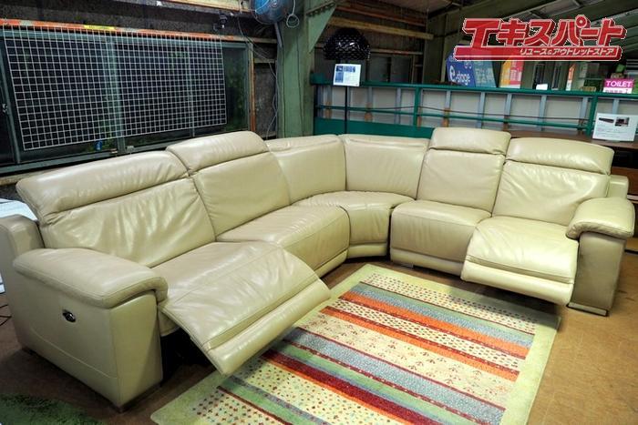 HTL ワタリジャパン 本革 電動リクライニングコーナーソファ used良品