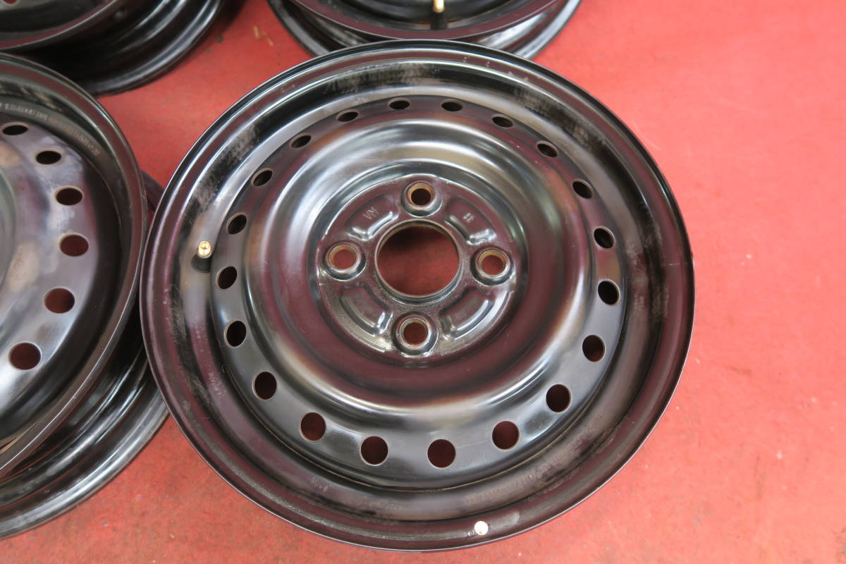 H446 スチール ホイール 4本 純正 13x4.00B 4穴 PCD100 オフセット：約+37 ハブ径54mm (VM)_画像5