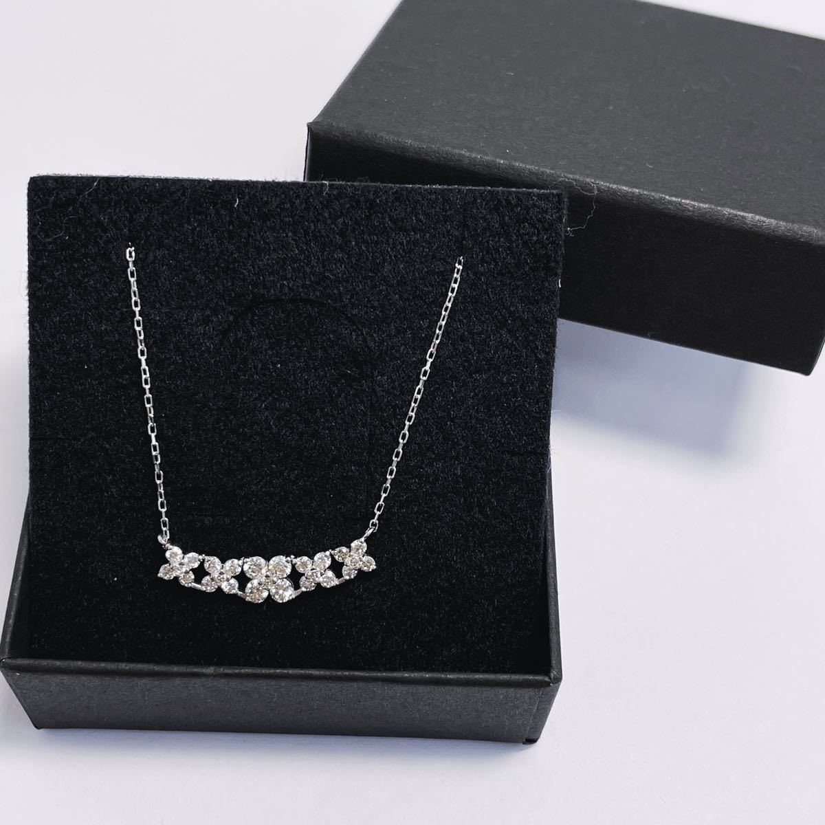 ☆K18WG 天然ダイヤモンドネックレス 0.52ct 重量1.7g☆長さ40cm