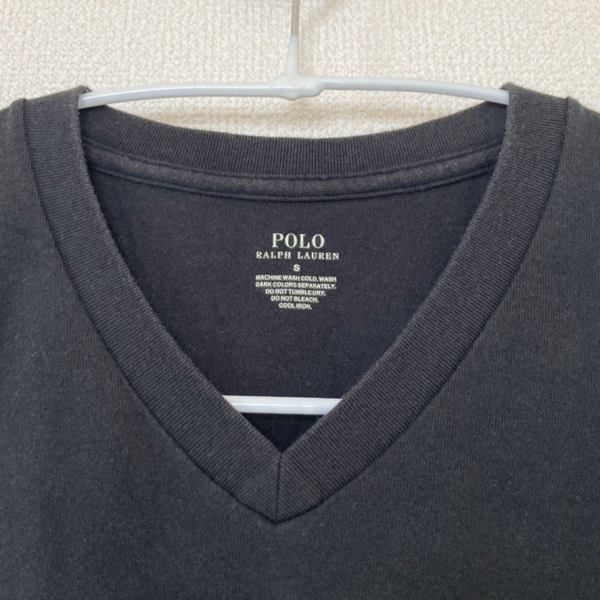 POLO RALPH LAUREN ポロラルフローレン VネックTシャツ 半袖 ポニー刺繍 ブラック メンズSサイズ